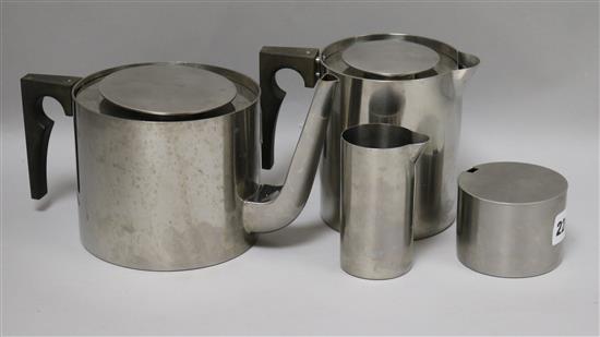 An Arne Jacobsen stainless steel teaset 12.5cm